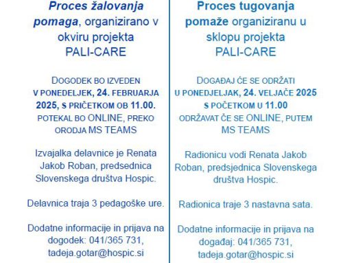 Izkustveno izobraževanje z naslovom „Proces  žalovanja pomaga“   /   Iskustvena radionica pod nazivom „Proces tugovanja pomaže“